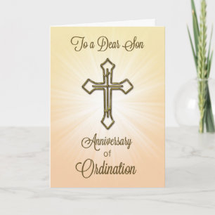 Son Anniversary of Ordination with Cross Starburst Card