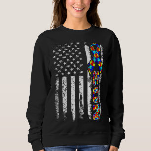 Son Autism Awareness American Flags For Family Sweatshirt