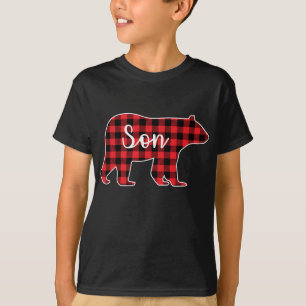 Son Bear Red Plaid Family Matching Christmas Pajam T-Shirt