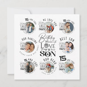Son Birthday 8 Photo Collage Typography  Card