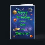 Son Birthday Best in the Universe  Card<br><div class="desc">Give your space loving son the best birthday card ever! Tell your son that he is the best in the universe. A space scene with all the planets and the moon aligning to wish a very happy birthday.</div>