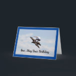 Son Birthday Bird Surfing Card<br><div class="desc">Awesome photo of a boy riding the back of a bird to surf the sky, is featured on this birthday greeting card for a son. Front of card reads, "Son, May Your Birthday", and inside of card reads, "Be High Flying Fun, Happy Birthday"! A great card to give a son...</div>