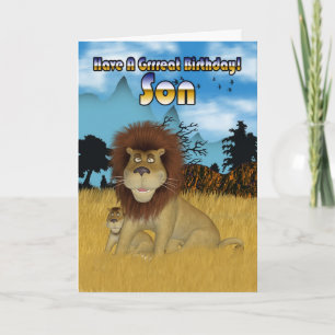 Son Birthday Card - Lion And Cub