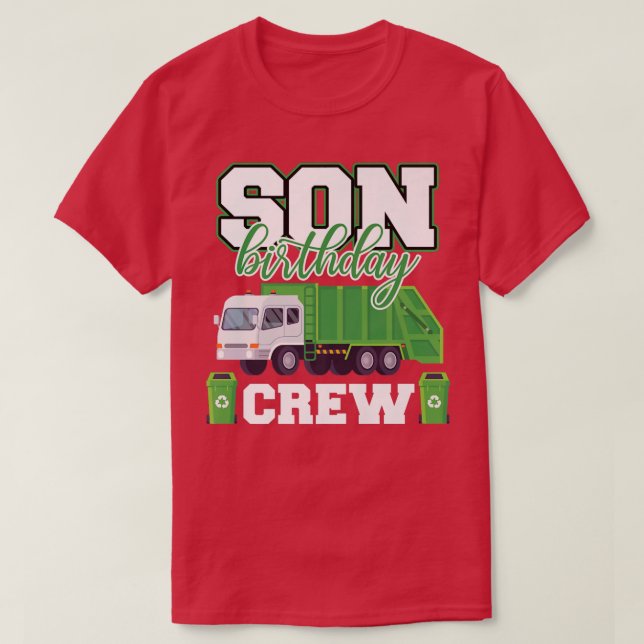 Son Birthday Crew Garbage Truck Family Matching Bi T-Shirt (Design Front)