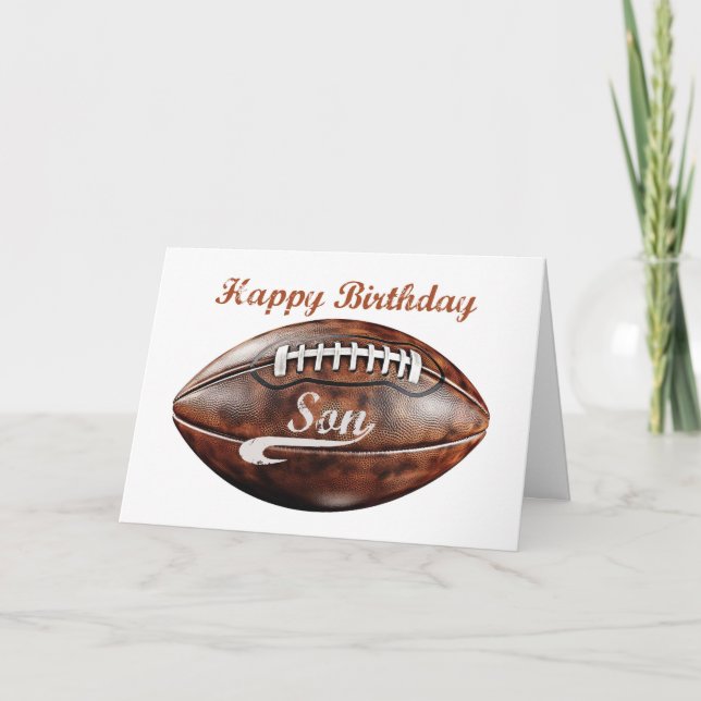Son Birthday Grunge Large Football for Sports Fan Card (Front)
