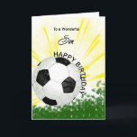 Son Birthday Soccer Card<br><div class="desc">Give your soccer loving son a football card with an explosive football theme! A football with the words 'To a wonderful son'.</div>