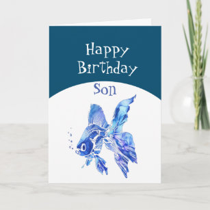 Son Birthday Wishes (Fishes) Come True Fun Card