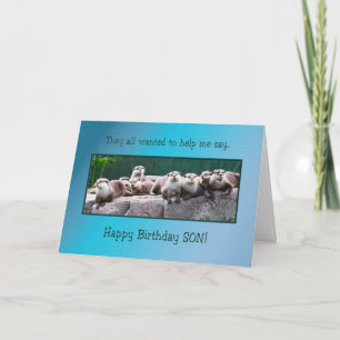 Son Birthday with otters Card