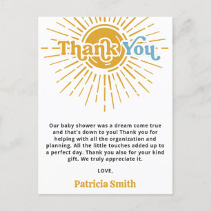 Son Boho Boy Baby Shower Thank You Postcard