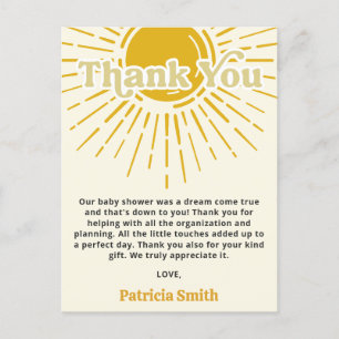 Son Boho Boy Baby Shower Thank You Postcard