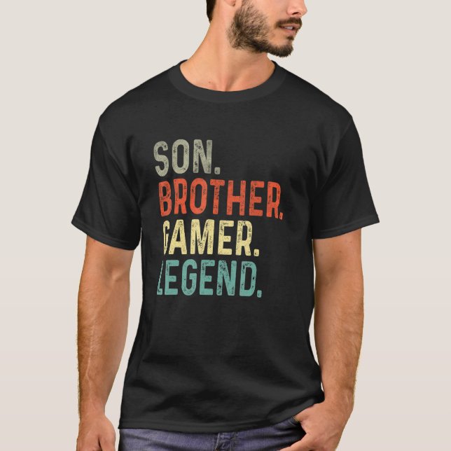 Son Brother Gamer Legend For Teenage Boys Christma T-Shirt (Front)