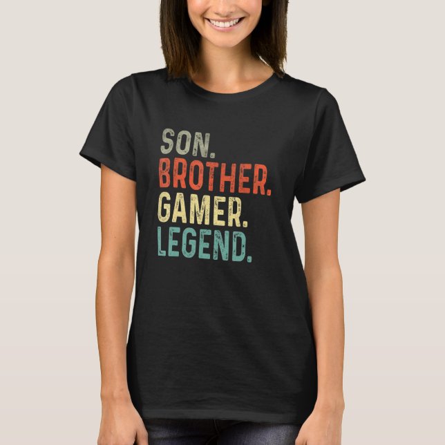 Son Brother Gamer Legend For Teenage Boys Christma T-Shirt (Front)
