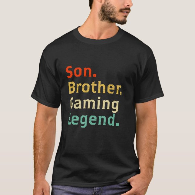 Son Brother Gaming Legend Gamer Gifts For Teen Boy T-Shirt (Front)