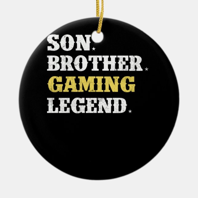 Son Brother Gaming Legend Gaming Christmas Gamer Ceramic Tree Decoration (Front)