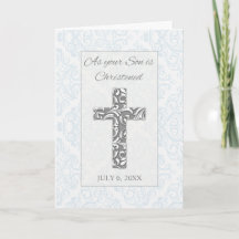 Son Christening Blessings Custom Date with Cross