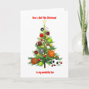Son Christmas Tree Decorated With Balls Holiday Card