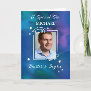 Son Custom Photo and Name Master’s Degree Card