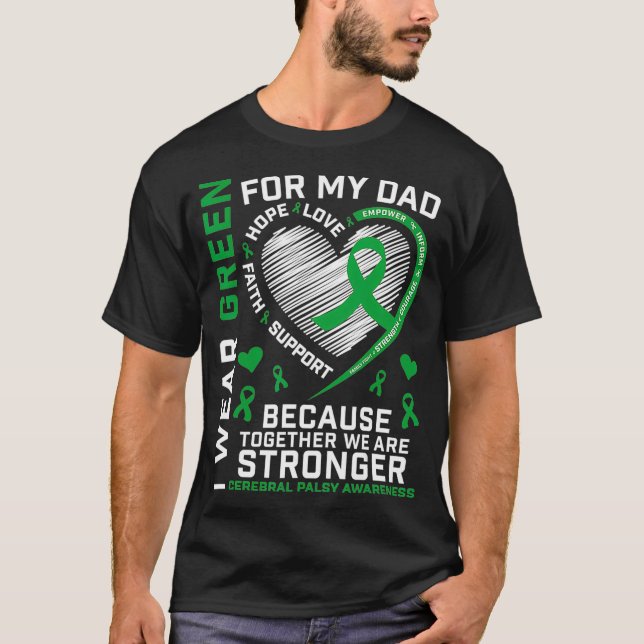 Son Daughter Green Ribbon Gifts Dad Cerebral T-Shirt (Front)