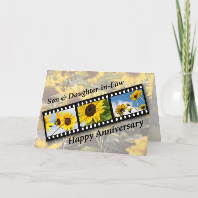 Son & Daughter-in-Law, Anniversary Sunflower Card (Front)