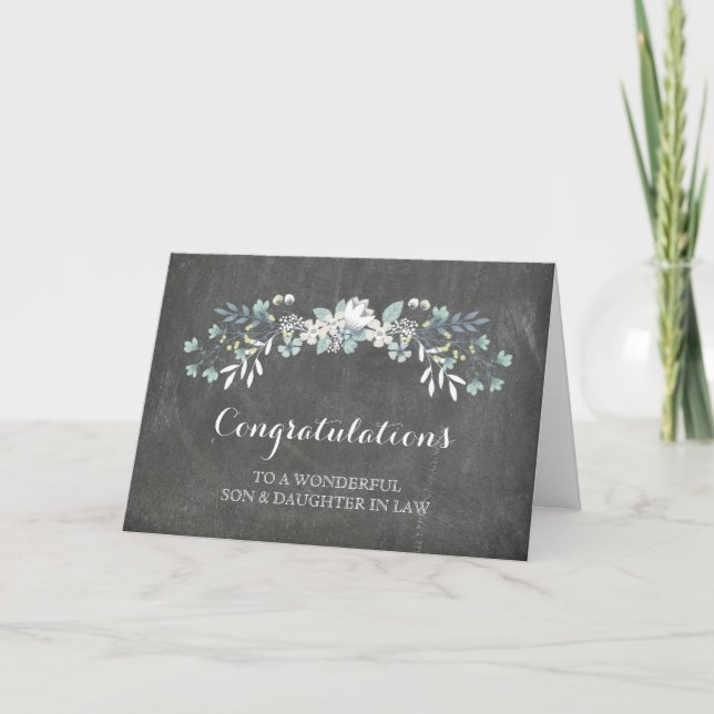 Son & Daughter In Law Congratulations Chalkboard Card (Front)