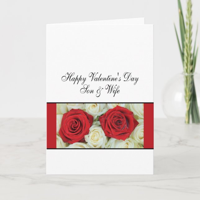 Son & Daughter in Law Happy Valentine's Day Roses Holiday Card (Front)