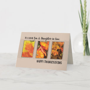 Son & Daughter-in-Law Thanksgiving Three Leaves Holiday Card