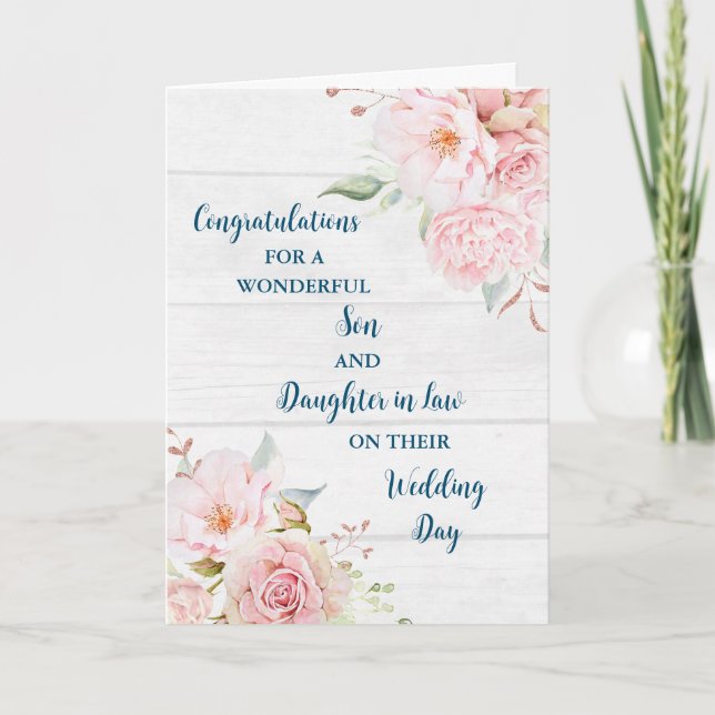 Son & Daughter in Law Wedding Day Congratulations Card (Front)