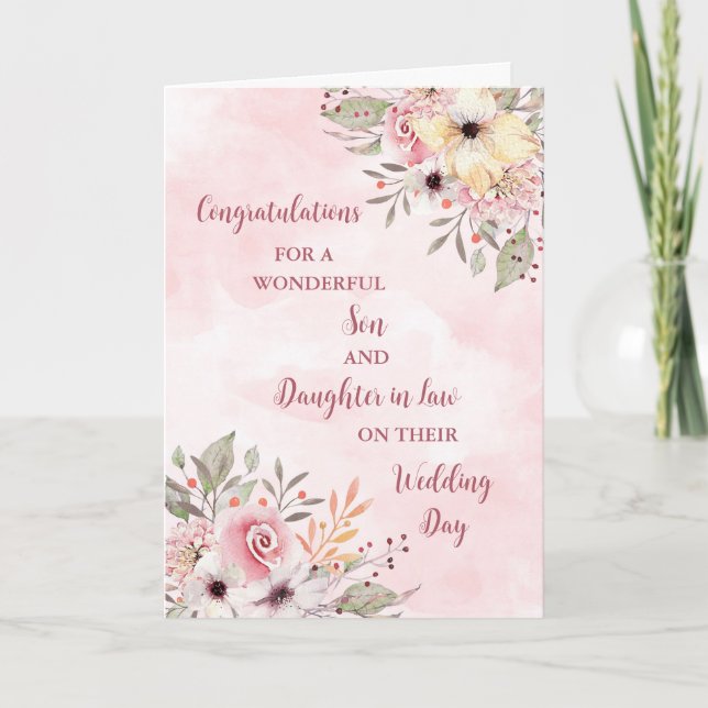 Son & Daughter in Law Wedding Day Congratulations Card (Front)