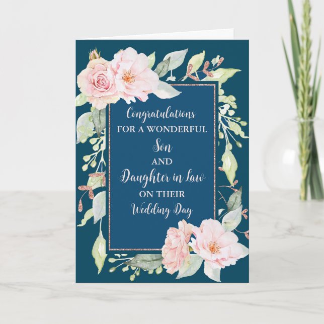Son & Daughter in Law Wedding Day Congratulations Card (Front)