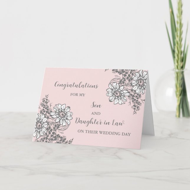 Son & Daughter in Law Wedding Day Congratulations Card (Front)