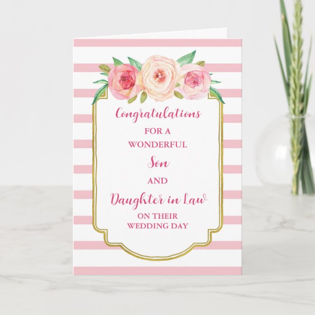 Son & Daughter in Law Wedding Day Congratulations Card (Front)