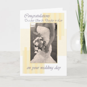 Son & Daughter in Law Wedding day cream congratula Card