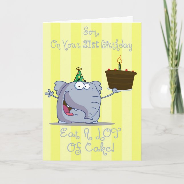 Son Eat More Cake 21st Birthday Card (Front)
