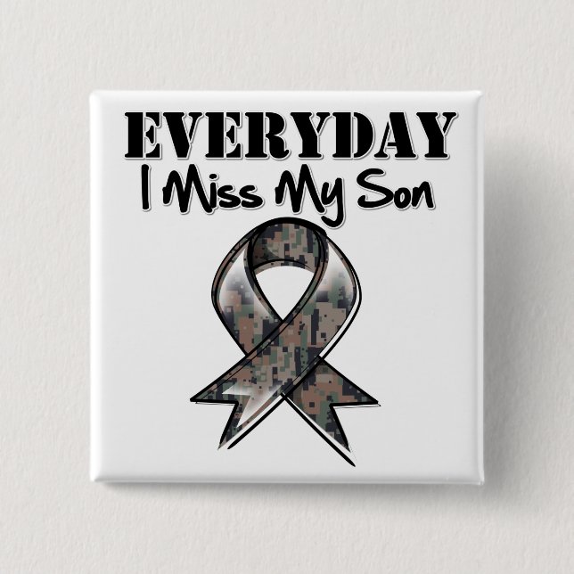 Son - Everyday I Miss My Hero Military 15 Cm Square Badge (Front)