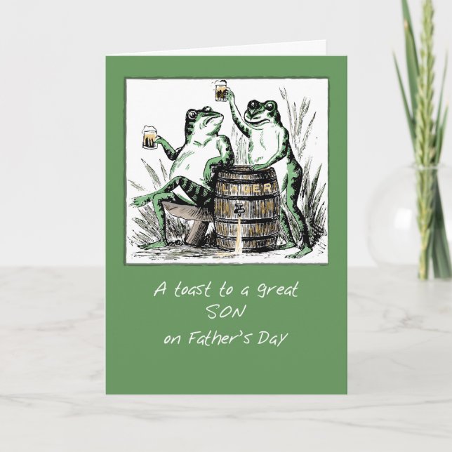 Son Father's Day Frogs Toasting with Beer Card (Front)