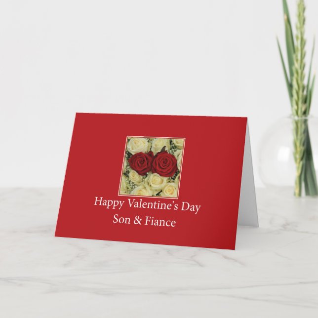 Son & Fiance  Happy Valentine's Day Roses Holiday Card (Front)