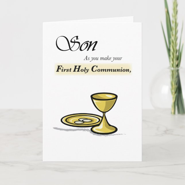 Son First Communion Gold Chalice, Paten Card (Front)