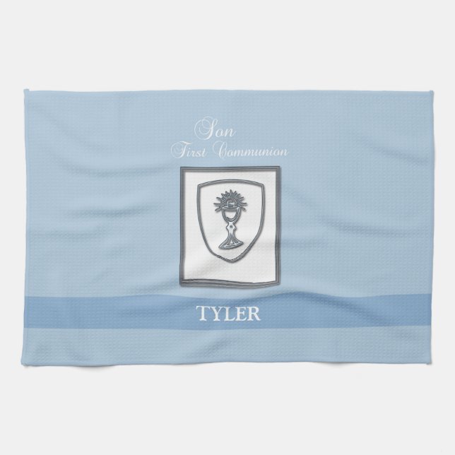 Son, First Communion Silver Chalice Tea Towel (Horizontal)