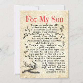 Son Gift | For My Son Thank You For Adding So Much Invitation