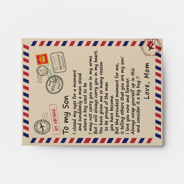Son Gift | Letter To My Son Love From Mum Envelope (Front)
