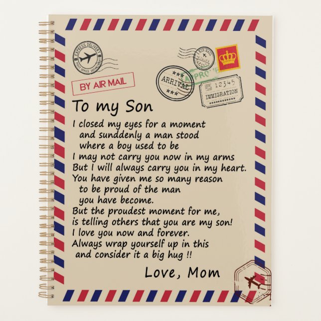 Son Gift | Letter To My Son Love From Mum Planner (Front)