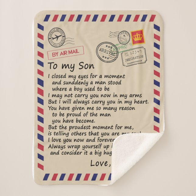 Son Gift | Letter To My Son Love From Mum Sherpa Blanket (Front)