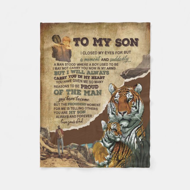 Son Gifts | Letter To My Son Love From Dad Fleece Blanket (Front)