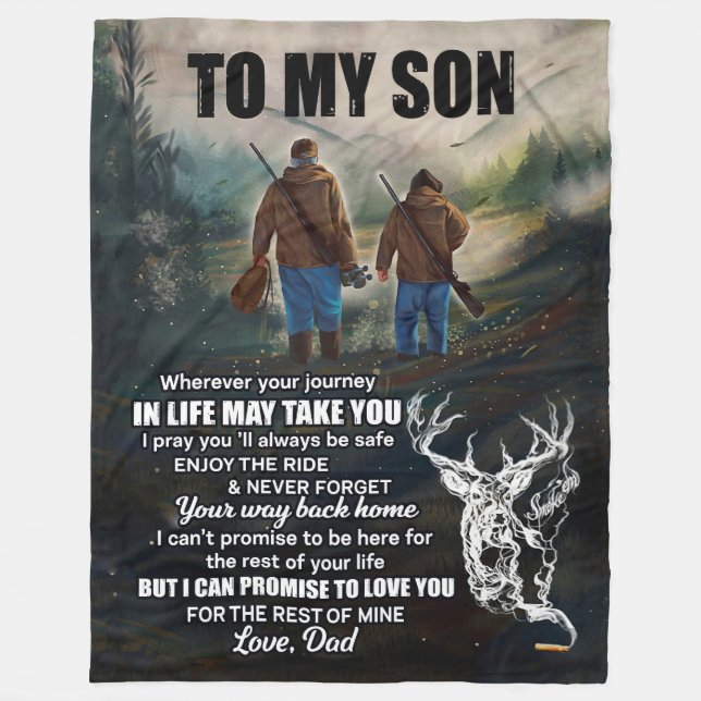 Son Gifts | Letter To My Son Love From Dad Fleece Blanket (Front)