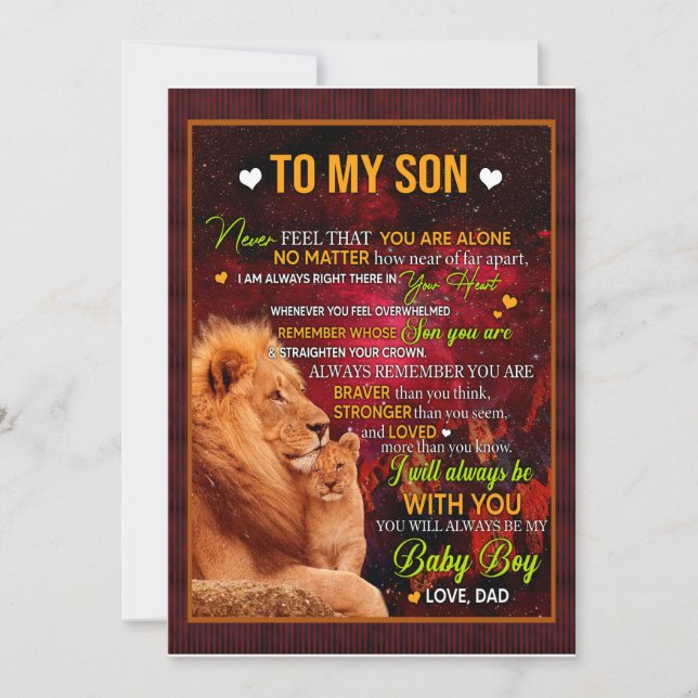 Son Gifts | Letter To My Son Love From Dad Invitation (Front)