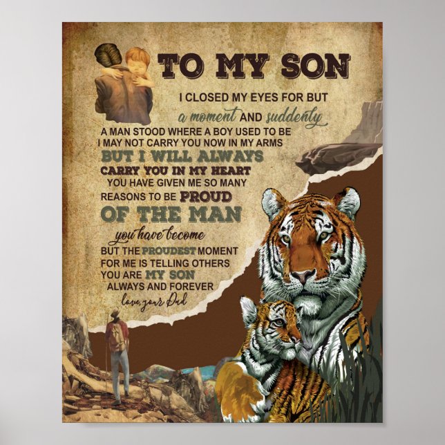 Son Gifts | Letter To My Son Love From Dad Poster (Front)