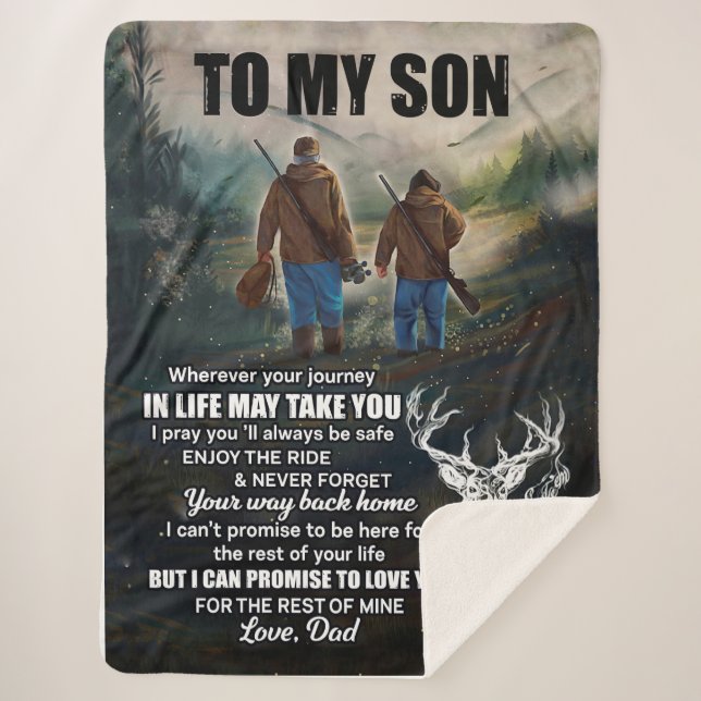 Son Gifts | Letter To My Son Love From Dad Sherpa Blanket (Front)