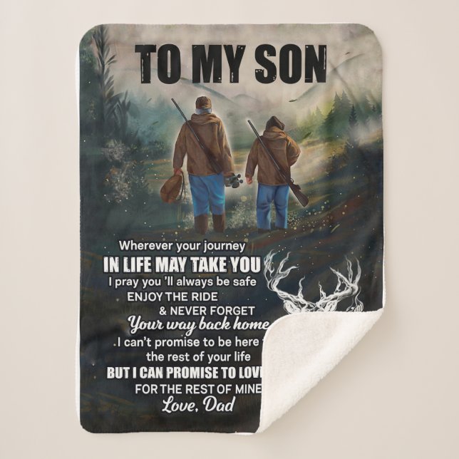 Son Gifts | Letter To My Son Love From Dad Sherpa Blanket (Front)