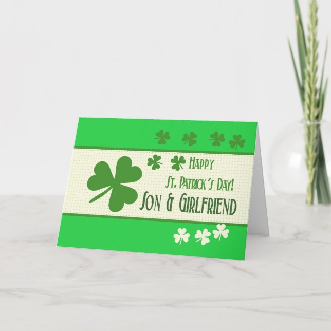 Son & Girlfriend Happy St. Patrick's Day Card (Front)