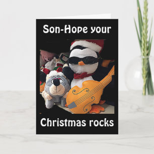 SON-H0PE Y0UR CHRITMAS "R0CKS" SAYS GUITAR PLAYER HOLIDAY CARD